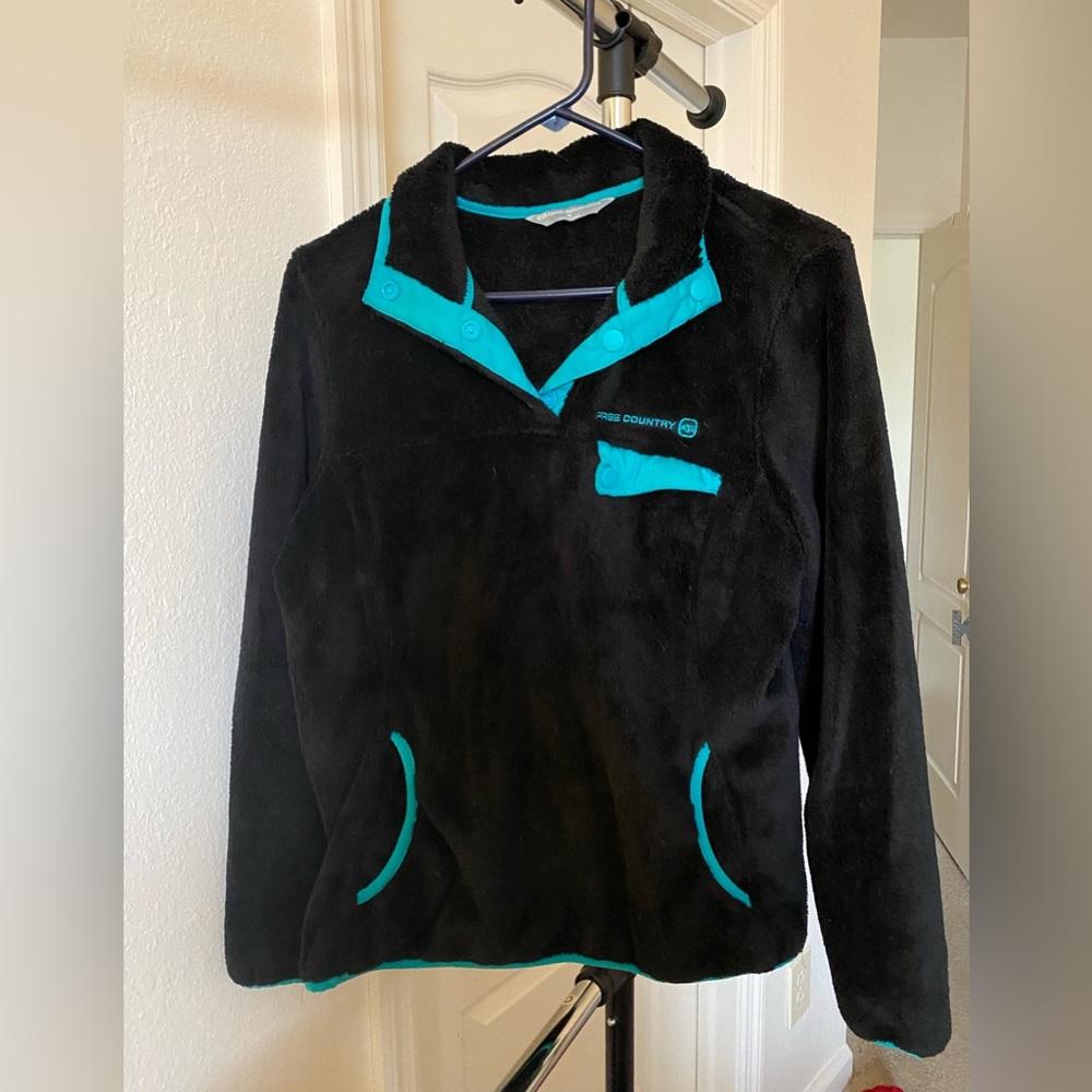 Free Country Black & Teal Pullover Sweatshirt